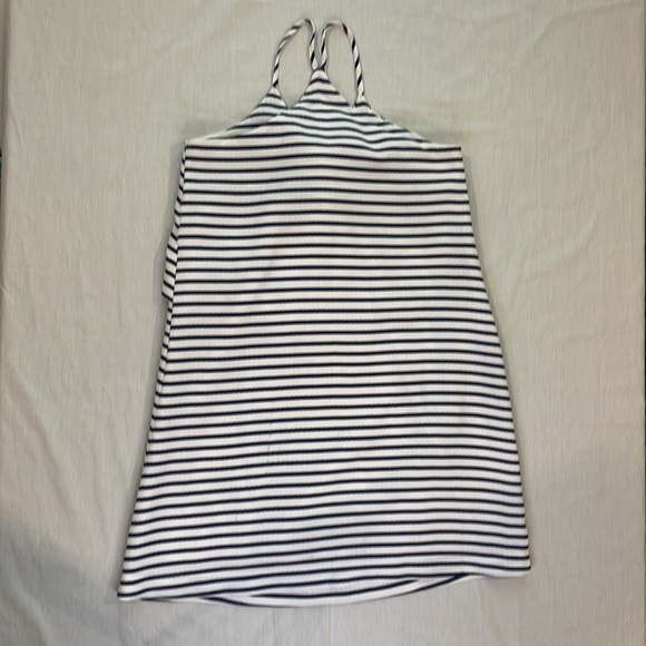 Anthropologie Maeve Ahoy Nautical Navy White Striped Mini Dress Bow Tie X-Small - Picture 3 of 6